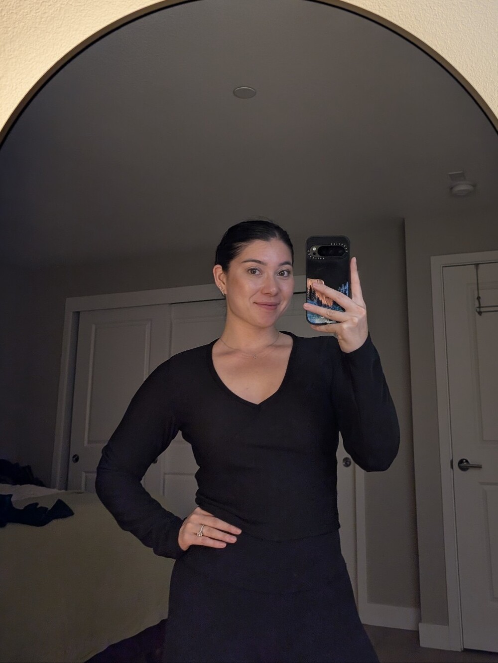 *MOVINGS SALE* Black Faux Wrap Long Sleeve Top